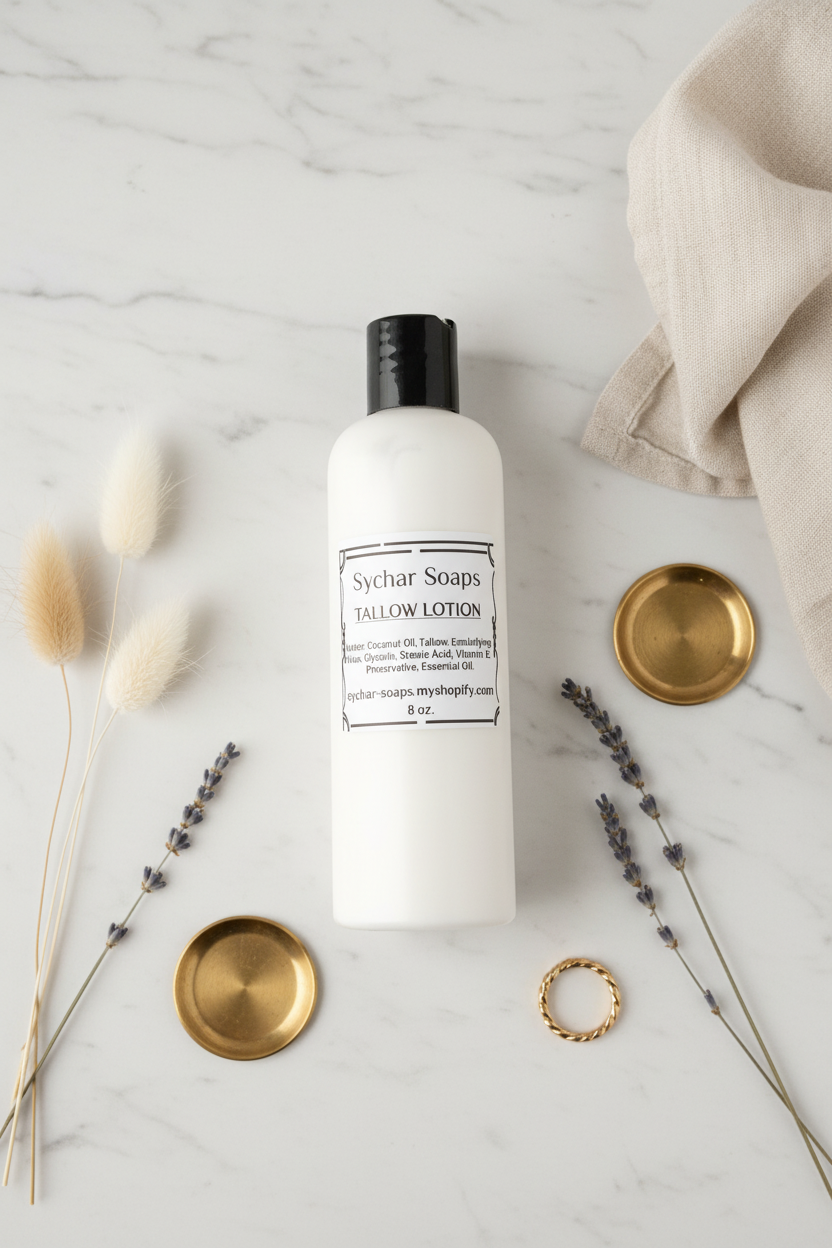 Nourishing Skin Duo Set.| 8 oz. Tallow Lotion | 1 Handcrafted Soap Bar