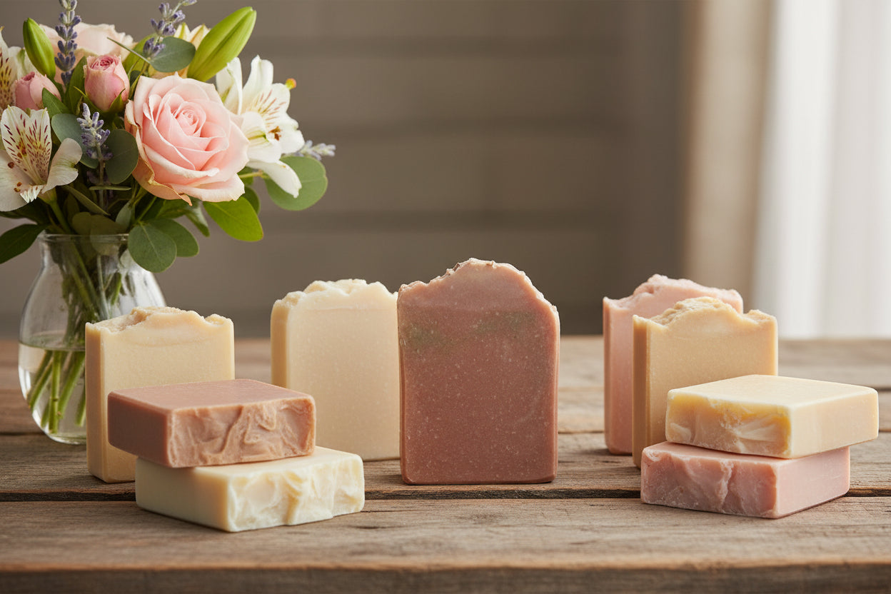 Desert Bloom | Dual-Clay & Oat Milk Soap | French Rose & Green Clay Mineral Bar | Scented